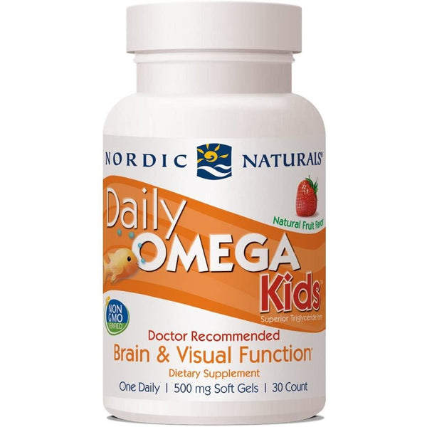 Nordic Naturals Daily Omega Kids Brain & Visual Function Dietary Supplement | 500 mg 30 Soft Gels