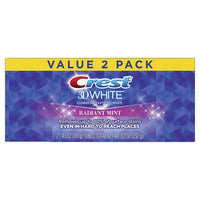 Crest 3D White Fluoride Anticavity Toothpaste Radiant Mint Value 2 Pack | 2 - 4.1 oz (116 g) Tubes; 8.2 oz (232 g)