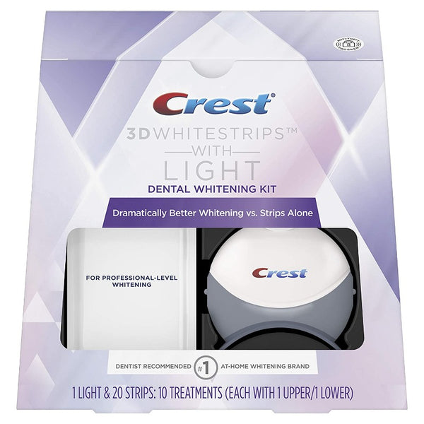 Crest 3D Whitestrips with Light Dental Whitening Kit | 1 Light & 20 Strips: 10 Treatments (Each with 1 Upper/1 Lower)