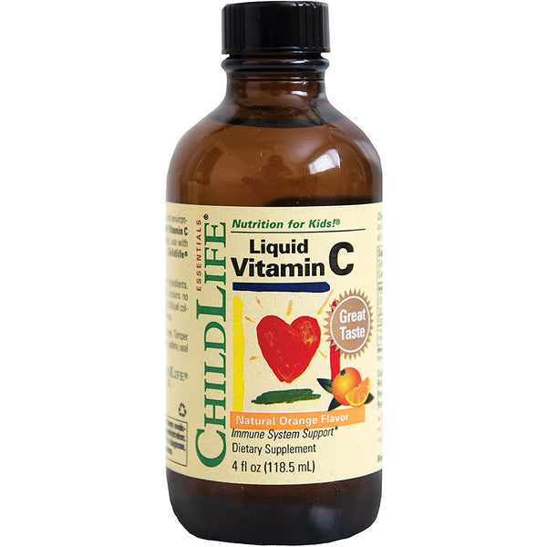 ChildLife Essentials Liquid Vitamin C Natural Orange Flavor Immune System Support | 4 fl oz (118.5 mL)